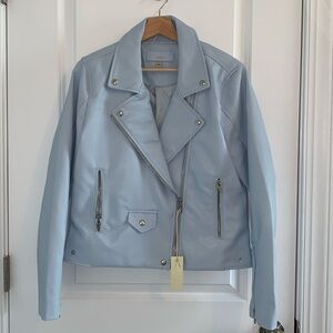 NWT BlankNYC Light Blue Faux Leather Jacket size L